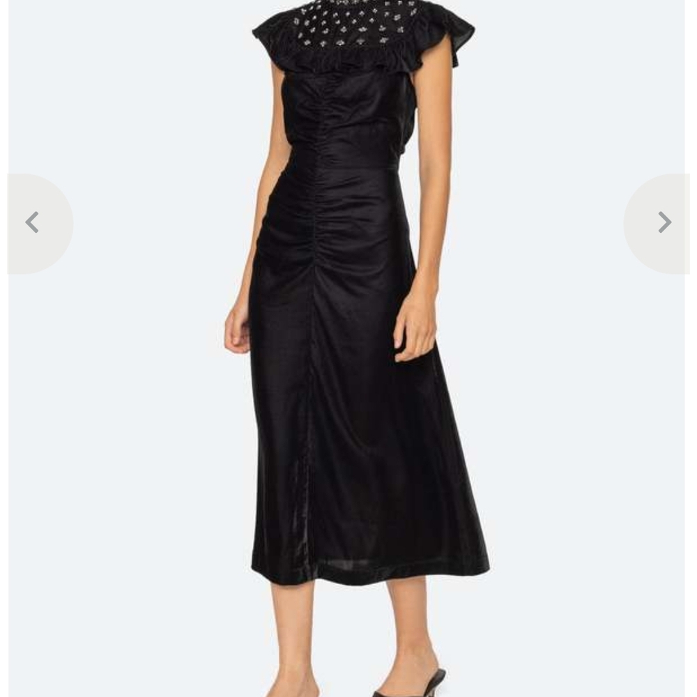 SEA NY CARYN  DRESS Chic velvet Flattering  Black Midi Dress Size 12